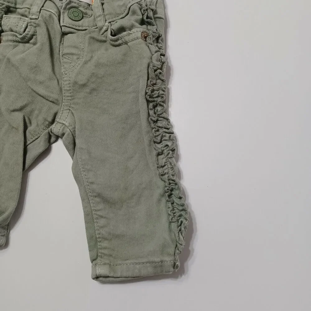 Gymboree Baby Toddler Girls 0-3M Skinny Leg Jeans Green‎ Stretch Pockets Denim